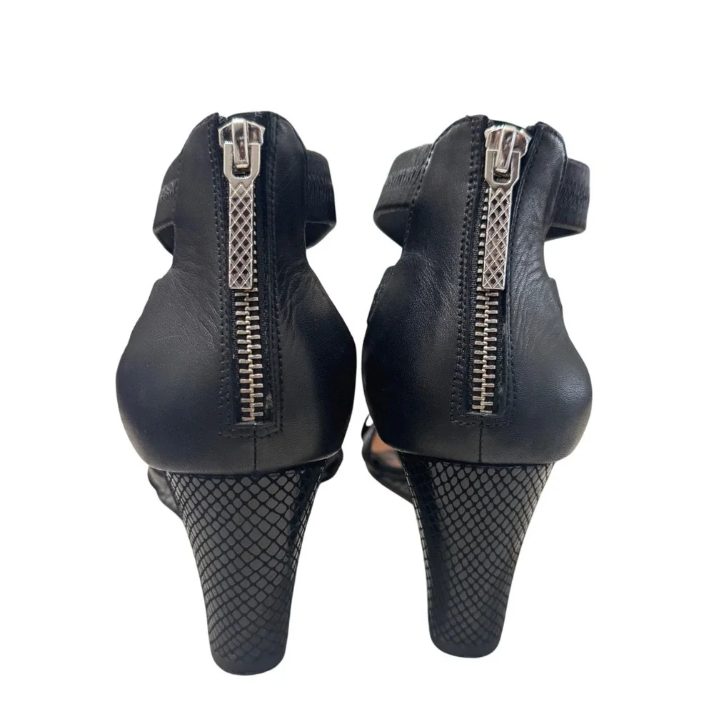 Donald J Pliner Jemi Wedge Sandals Womens 11M Black Leather Criss‎ Cross
